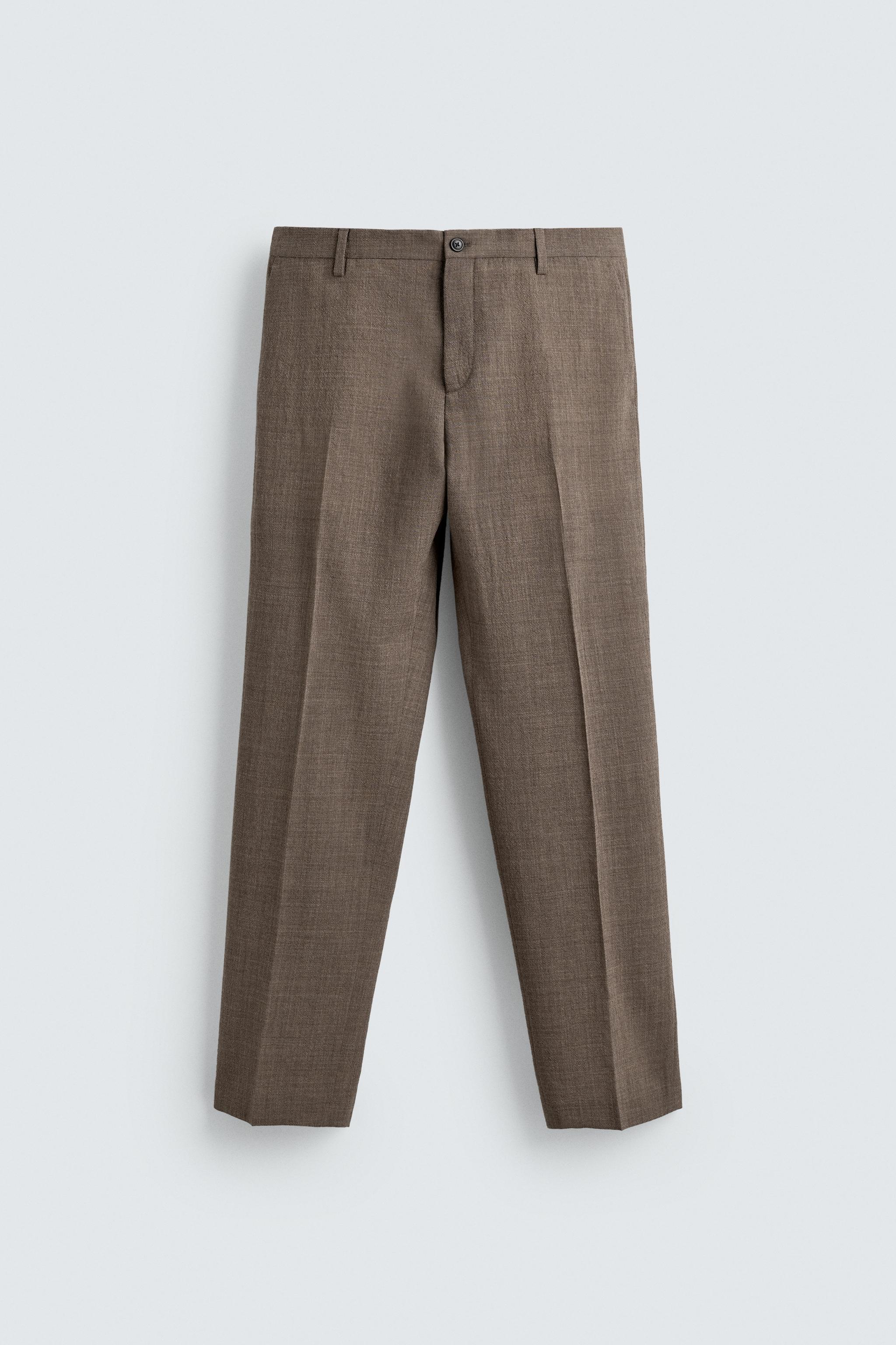 100% WOOL TEXTURED SUIT PANTS
